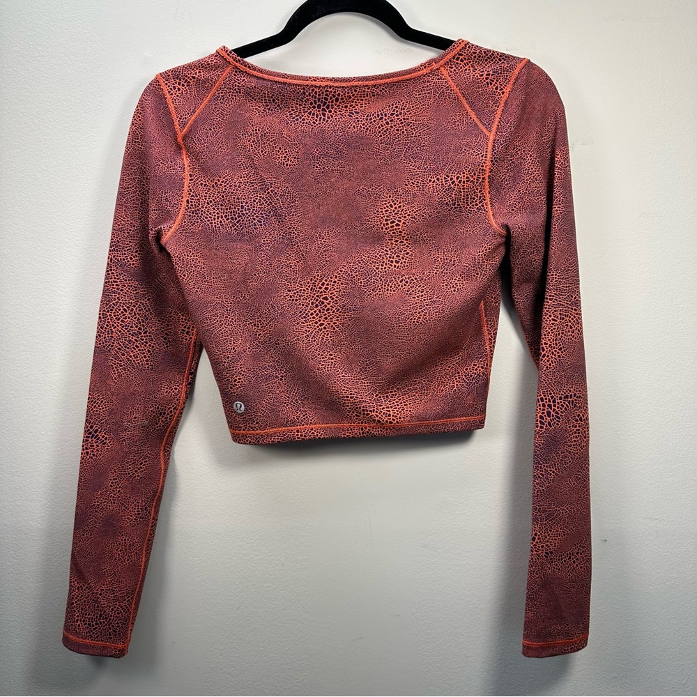 Lululemon Wunder Train Cropped Long Sleeve Shirt, Crackle Glaze Vintage Orange 6 - Picture 6 of 12